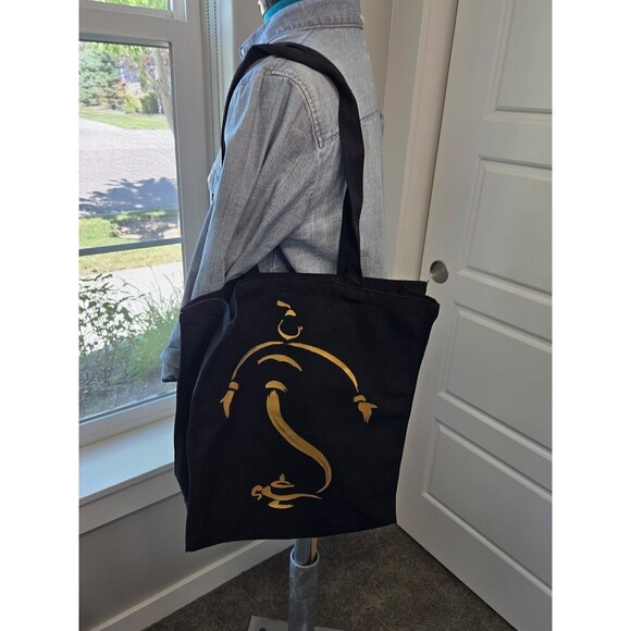 ALADDIN BROADWAY MUSICAL SOUVENIR TOTE BAG BLACK & GOLD 100% COTTON GENIE UNISEX - Picture 2 of 12